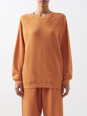 Les Tien - Crew-neck Brushed-back Cotton Sweatshirt - Womens - Orange