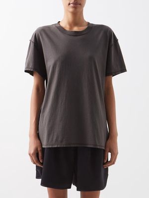 Les Tien - Inside-out Cotton-jersey T-shirt - Womens - Dark Grey
