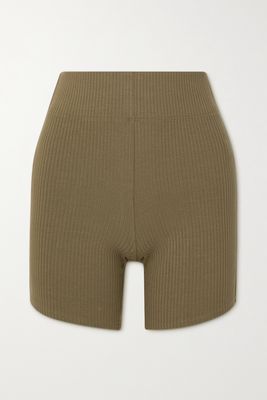 LESET - Ali Ribbed Stretch-knit Shorts - Green