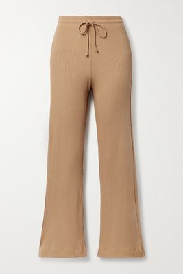 LESET - Ali Ribbed Stretch-knit Track Pants - Brown