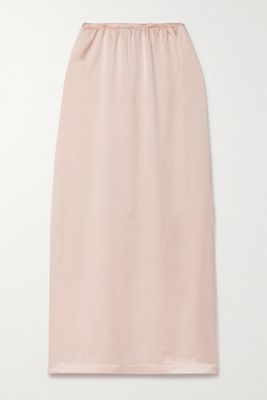 LESET - Barb Satin Midi Skirt - Pink