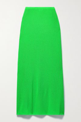 LESET - Jasmine Pointelle-knit Maxi Skirt - Green