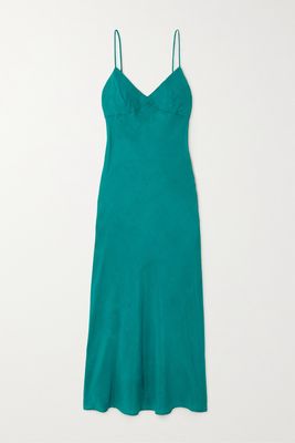 LESET - Kim Tencel-blend Sateen Maxi Dress - Green