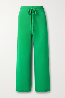 LESET - May Cotton-blend Wide-leg Pants - Green