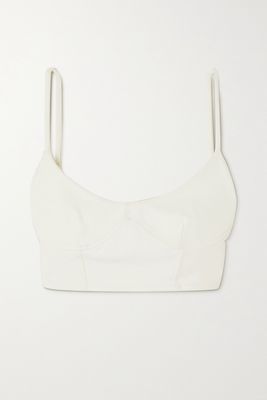 LESET - Rio Cropped Stretch-jersey Bustier Top - Off-white