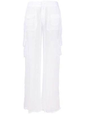 Leslie Amon sheer-finish cargo trousers - White