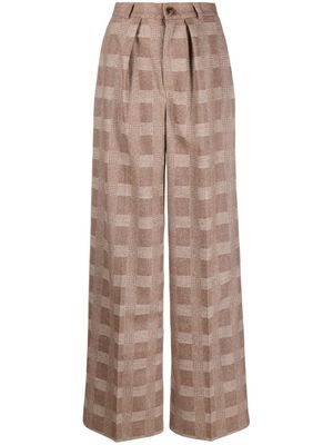 Lesyanebo checked wide-leg trousers - Neutrals