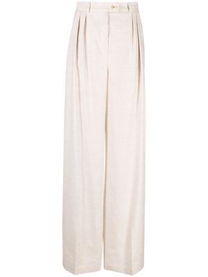 Lesyanebo mélange pleated linen-wool trousers - Neutrals