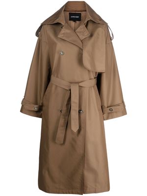 Lesyanebo oversized belted trench coat - Brown