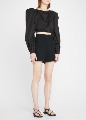Let It Be Knot-Hem Collared Crop Top