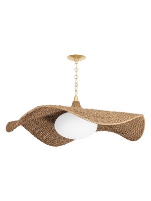 Levene Single-Light Chandelier - Vintage Gold Leaf Abaca Rope