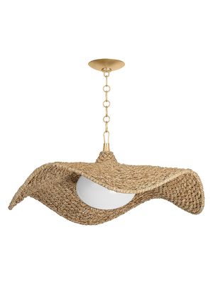 Levene Single-Light Pendant - Vintage Gold Leaf Abaca Rope