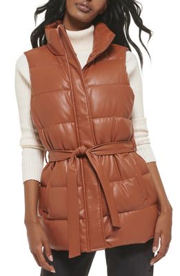 levi's 361™ Belted Faux Leather Puffer Vest in Camel