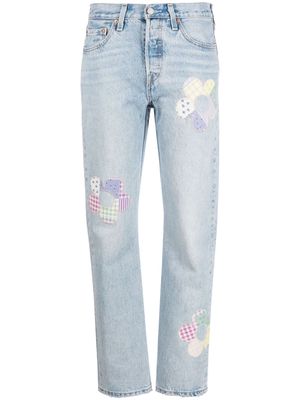 Levi's 501 floral-appliqué straight-leg jeans - Blue