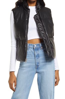 levi's 507 Quilted Faux Leather Puffer Vest in Black
