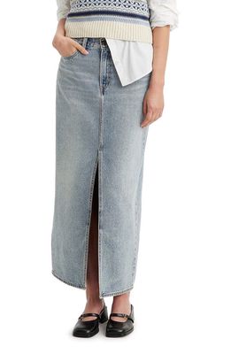levi's Ankle Column Denim Skirt in Seraphina Stripe Crown Blue