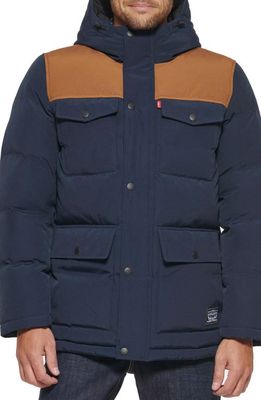 levi's Arctic Cloth Heavyweight Parka Jacket in Navy/Dark Brown