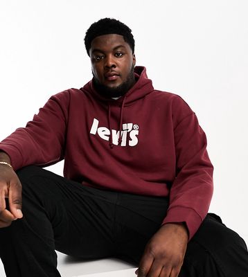 Levi's Big & Tall relaxed fit hoodie with logo in burgundy-Red
