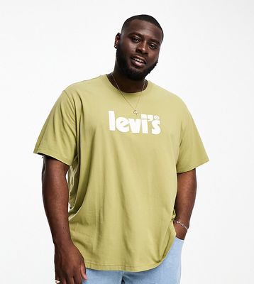 Levi's Big & Tall relaxed fit T-shirt with logo in khaki-Green