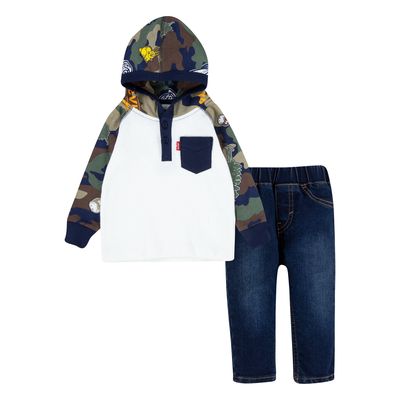 LEVI'S Boys Hooded Shirt And Jogger 2-Piece Set in Levi's Egret