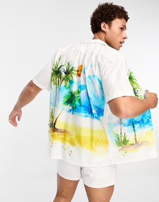 Levi's camp collar shirt in white with palm tree print