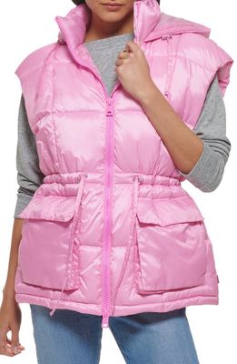 levi's Cinch Waist Hooded Vest in Baby Pink