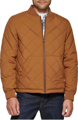 levi's Diamond Quilted Bomber Jacket in Brown