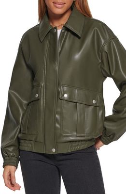 levi's Faux Leather Dad Bomber Jacket in Forest