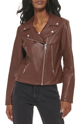 levi's Faux Leather Moto Jacket in Chocolate Brown