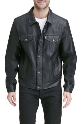 levi's Faux Leather Trucker Jacket in Black