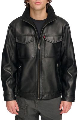 levi's Faux Shearling Lined Rancher Jacket in Black