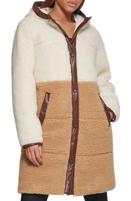 levi's Faux Shearling Quilted Parka in Brown Cream