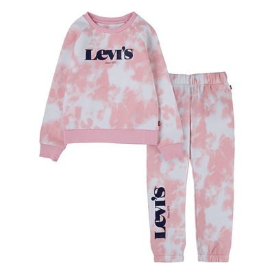 LEVI'S Girls Tie Dye Knit Sweatshirt & Pants 2-Piece Set in Almond Tie Dye