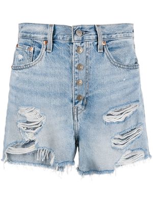 Levi's high-waisted distressed denim shorts - Blue