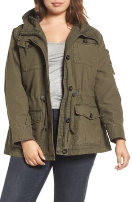 levi's Hooded Cotton Utility Jacket in Army Green