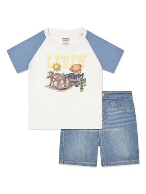 Levi's Kids bear-print T-shirt and shorts set - Blue