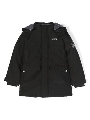 Levi's Kids logo-patch hooded jacket - Black