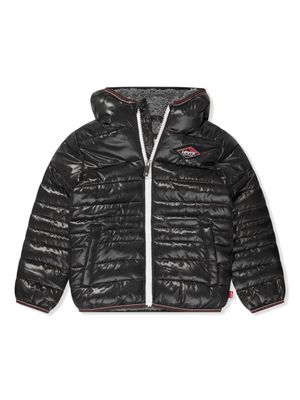 Levi's Kids logo-patch hooded quilted jacket - Black