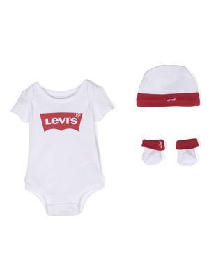 Levi's Kids logo-print cotton babygrow set - White