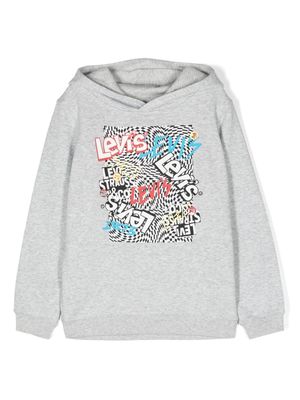 Levi's Kids logo-print cotton-blend hoodie - Grey