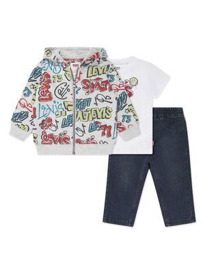 Levi's Kids logo-print cotton trouser set - Grey