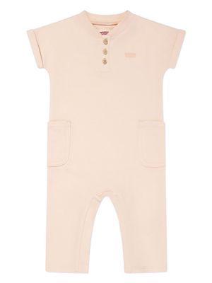 Levi's Kids logo-print Henley romper - Orange