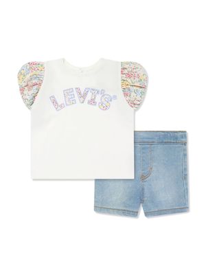 Levi's Kids logo-print T-shirt and shorts set - White