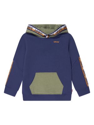 Levi's Kids logo-tape long-sleeve hoodie - Blue
