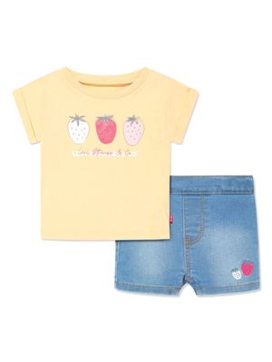 Levi's Kids strawberry-print T-shirt and shorts set - Blue