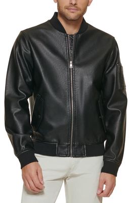 levi's Levi's® Varsity Faux Leather Bomber Jacket in Black