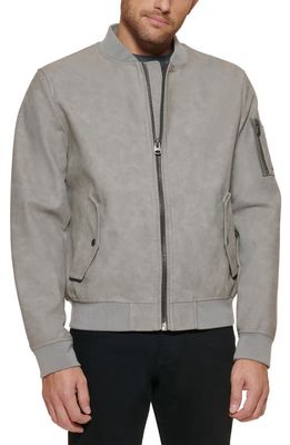 levi's Levi's® Varsity Faux Leather Bomber Jacket in Light Grey