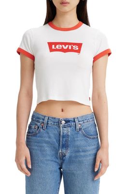 levi's Logo Cotton Ringer Baby Graphic T-Shirt in Orange Tab Bw Bright White