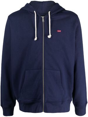 Levi's logo-patch zip-up hoodie - Blue