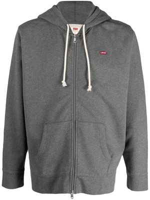 Levi's logo-patch zip-up hoodie - Grey